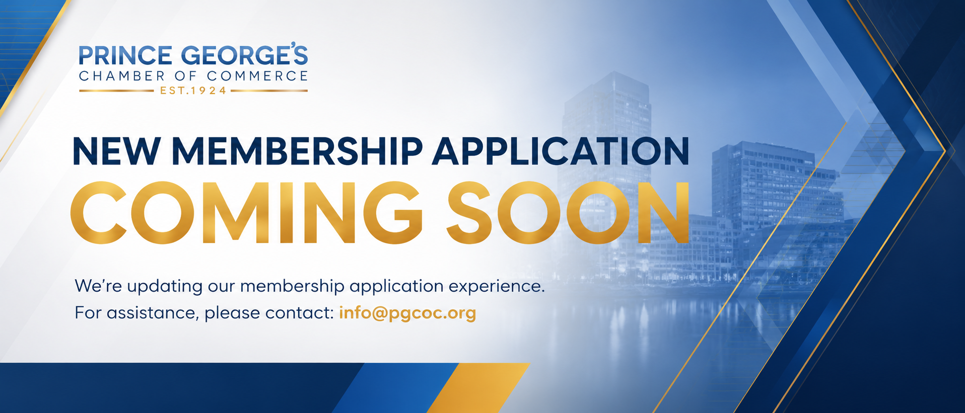 New membership application coming soon. For assistance, contact info@pgcoc.org
